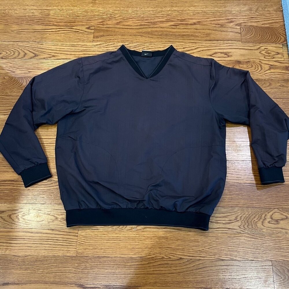Nike Golf V-neck Windbreaker Black Jacket Mens Large Pullover Long Sleeve Coat